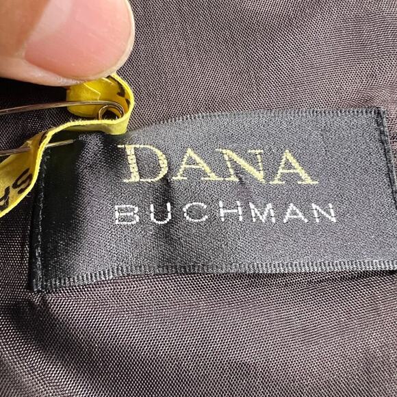 Dana Buchman 100% Silk Zip Up Fitted Peplum Shell Top Blouse Dark Brown Size 8 - Picture 3 of 8